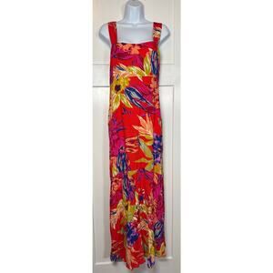 1 State Red‎ Floral Dress Size XL Maxi Straps Boho